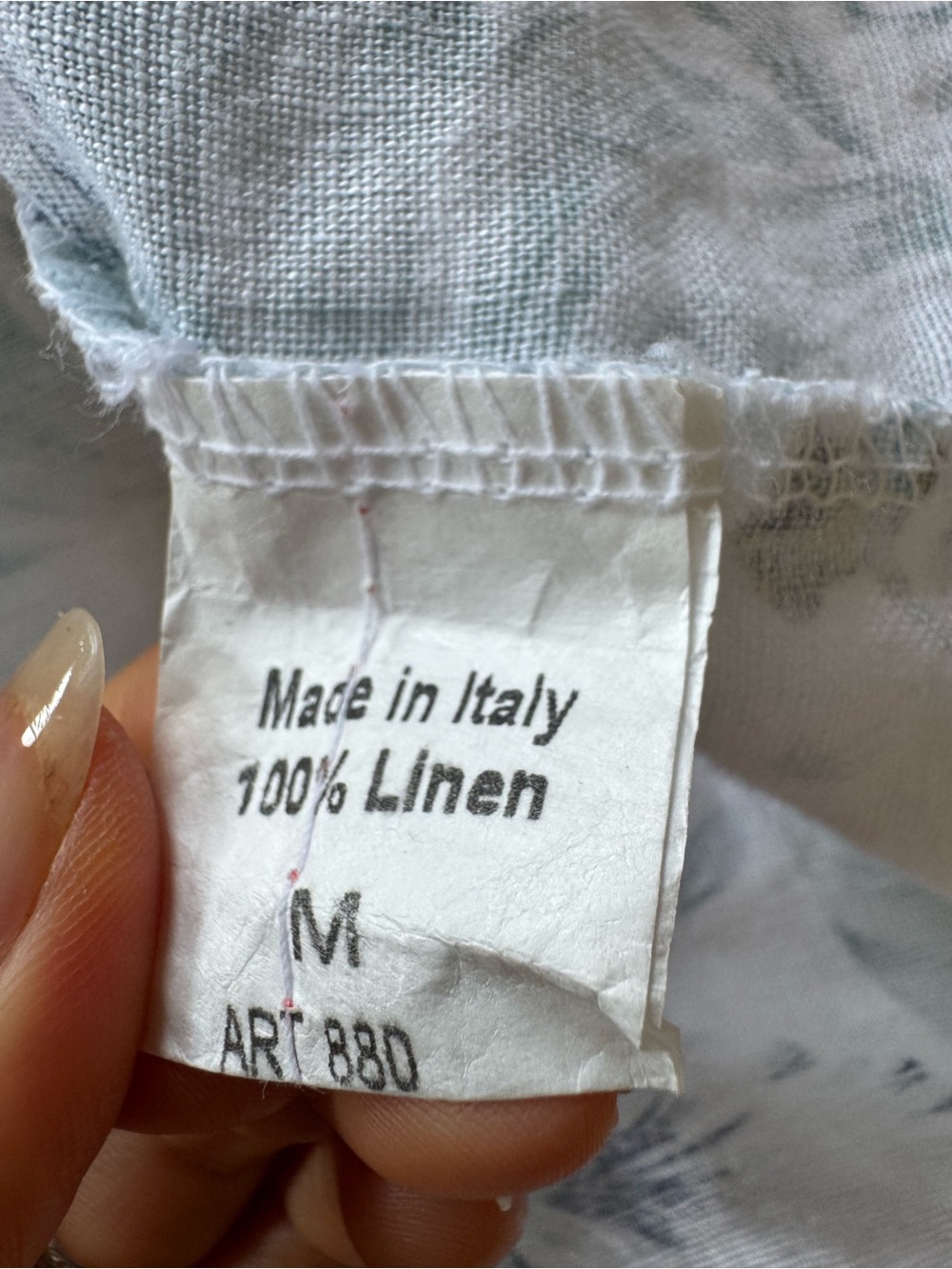 Terzo Millennio Linen Shirt Size M Green Floral Italy Button Detail Short Sleeve - Picture 10 of 13